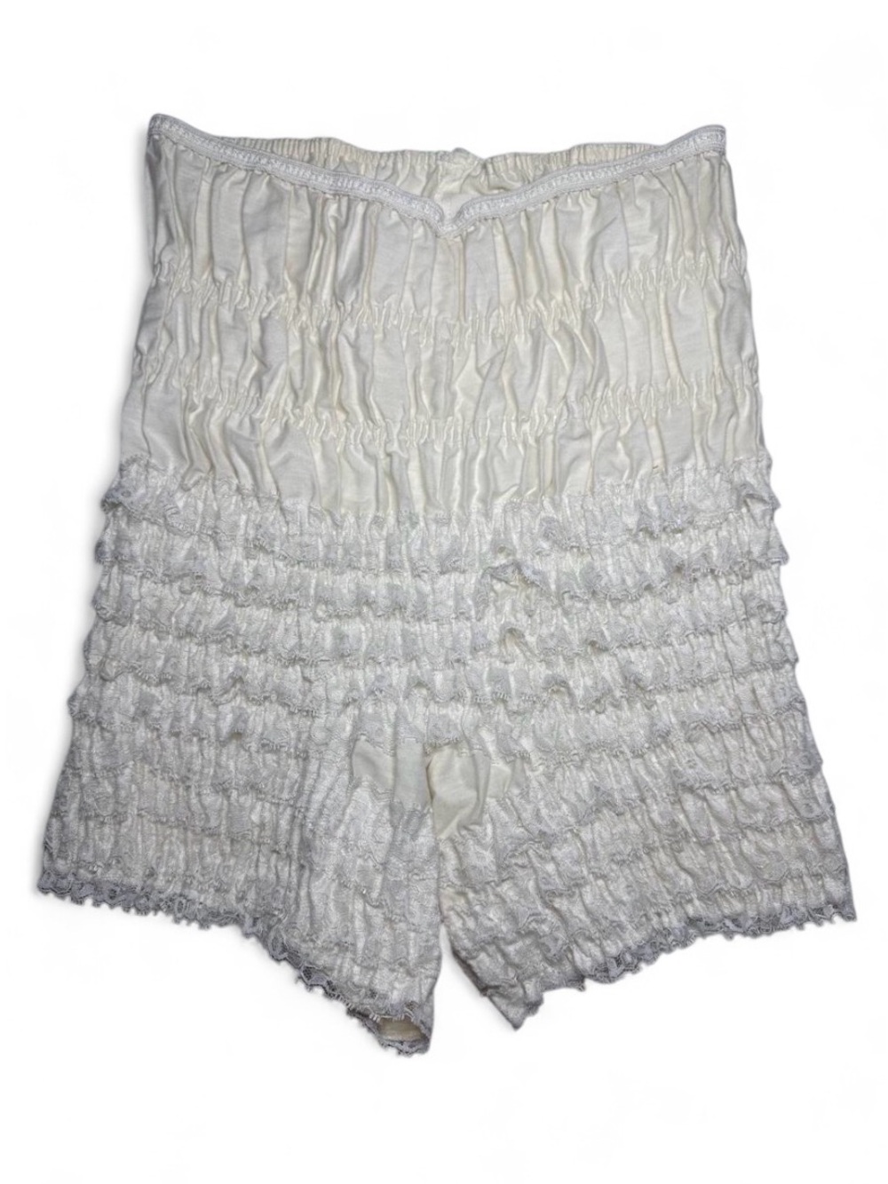 Vintage Sam’s White Lace Ruffle Lace Bloomers Shorts High Waist Pettipants 50s L